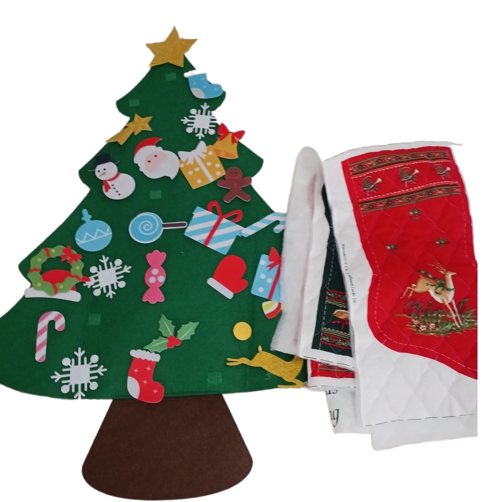 Christmas Decorations Felt Tree Fabric and Stocking Pattern Crafts